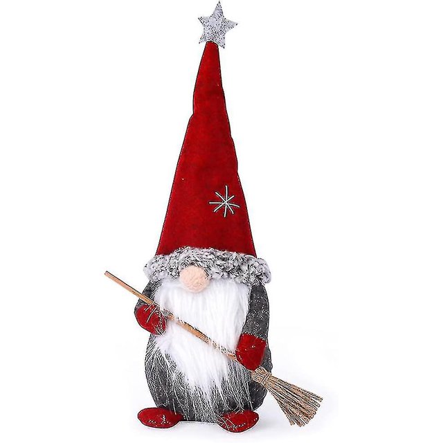 Divertido Gnomo De Jardín, Papá Noel De Pie Con Escoba, Decoración De Navidad De Gnomo, Figura De Gnomo, Lindo, Dibujos Animados, Elfo Enano, Decoración De Interiores, Fiesta Navideña
