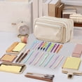 thumbnail image 6 of Under $5 Pencil Case, Nine Layer Pencil Case Transparent Pencil Case Marker Pen Bag Multi Function Storage Bag Cosmetic Bag Student Gift, Back to College(Beige), 6 of 8