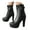 Black, variant on Womens Platform Boots Goth Leather Front Zipper Heeled Ankle Boots Fashion Short Booties