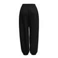 thumbnail image 5 of Barrel Leg Pants for Women Baggy Wide Leg Pants Linen High Waisted Balloon Pants Summer Palazzo Elastic Waist Trousers with Pockets Black S, 5 of 6