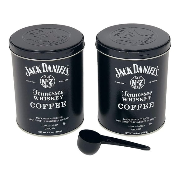 Jack Daniels Coffee (Pack of 2) 8.8oz each bundled with a complimentary measuring spoon 100% Arabica Medium Roast Ground Gourmet Coffee Kosher