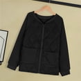 thumbnail image 2 of Fesfesfes Women Flannel Jacket Casual Fashion Solid Color Button Color Contrast Plush Long Sleeve Hooded Casual Outwear On Sale, 2 of 7