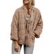 thumbnail image 3 of Chaqueta de manga larga a cuadros para mujer, cárdigan holgado con cremallera, informal, color verde liso, invierno, 2024, 3 of 5
