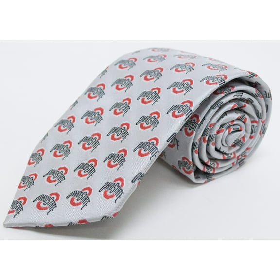 Ohio State Buckeyes Gray Repeating Primary Necktie - Donegal Bay - Unisex - One Size