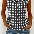 thumbnail image 5 of Lcziwo Peter Pan Collar Shirt for Women Dressy Summer Business Work Blouses Gingham Sleeveless Button Down Tank Top Black,S, 5 of 9