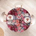 thumbnail image 4 of Ambesonne Vintage Fitted Round Tablecloth, Watercolor Summer Flowers, 56"- 60" Diameter, Dark Coral and Sage Green, 4 of 5