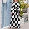 thumbnail image 3 of Vestido largo con estampado de cuadros en blanco y negro vestidos de verano para mujer 2024 Vestidos de mujer verano, 3 of 4