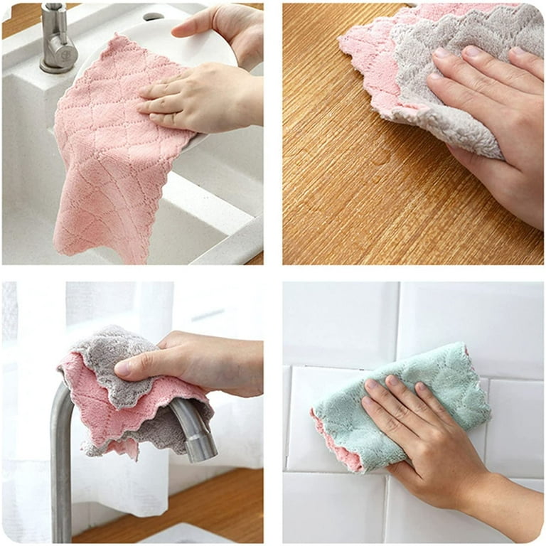 12 Pack Kitchen Towels Quick Dry Washcloths, Coral Velvet Dishtowels  Multipurpose Reusable Dish Cloths, Soft Tea Towels Absorbent Cleaning  Cloths