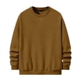 thumbnail image 3 of Nokdvo Men's Crewneck Casual Sweatshirt Long Sleeve Solid Color Sweatshirts Crewneck New X Decoration Shirts Loose Causal Lightweight Fall Winter Clothing,Brown L, 3 of 4
