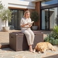 thumbnail image 1 of Homall Coffre de Terrasse Extérieur en Résine de 100 Gallons pour Toutes les Conditions Météorologiques, Solution de Rangement Verrouillable et Étanche avec Rangement pour Coussins, Brun, 1 of 7