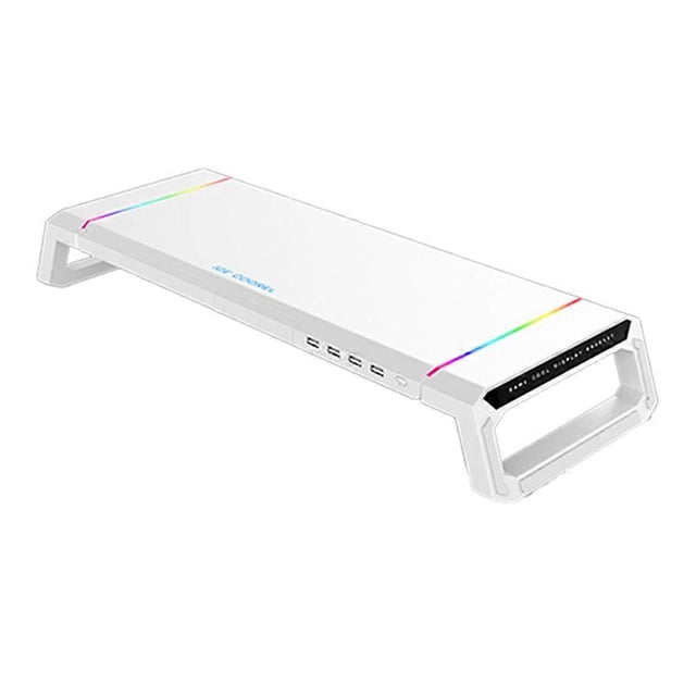 4USB Computer Monitor Stand Desktop Organizer PC Screen Laptop Desk Stand Mouse Keyboard Storage