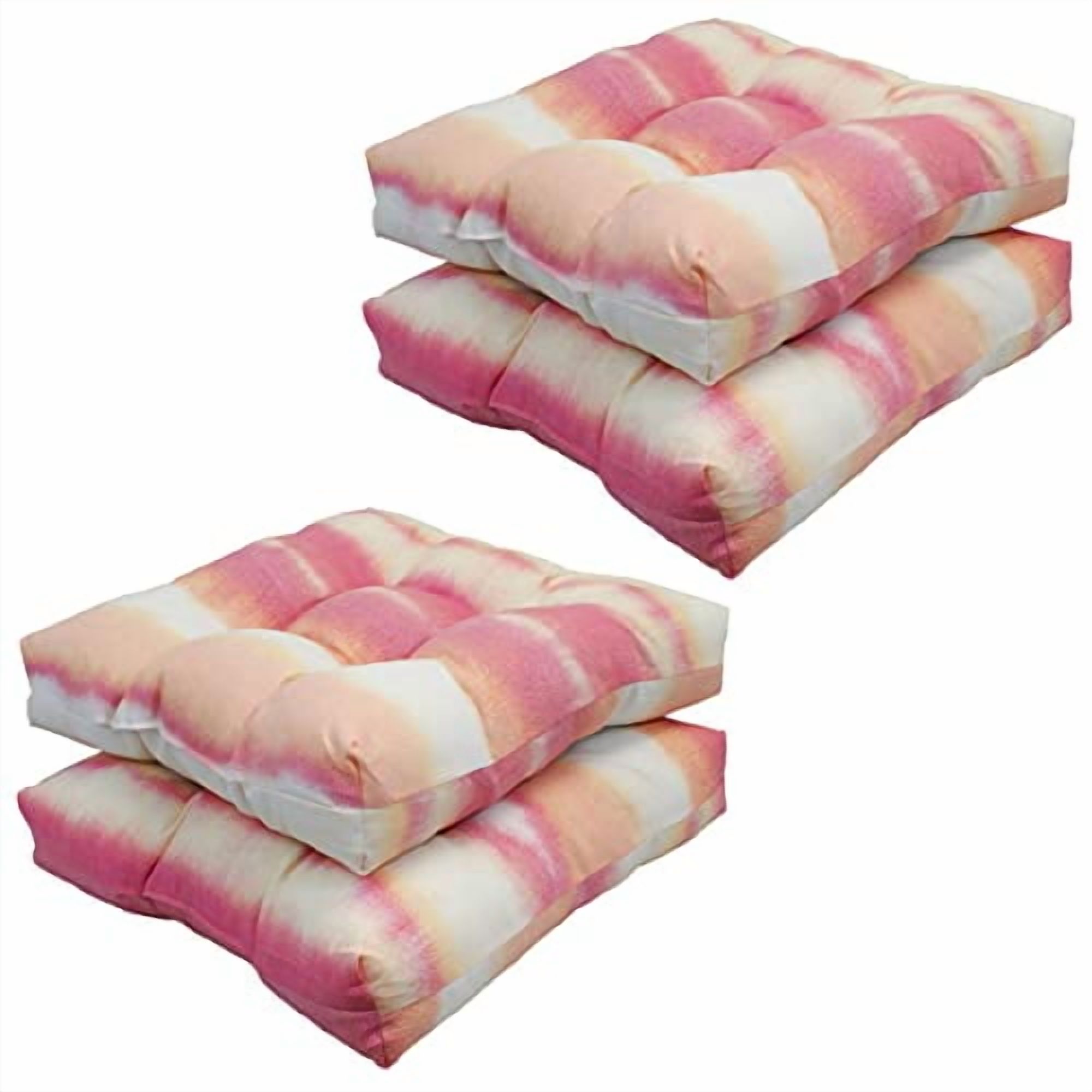 Blazing Needles 19-inch Outdoor Square Chair Cushion, 19" x 19", Willsboro Sunrise 4 Count