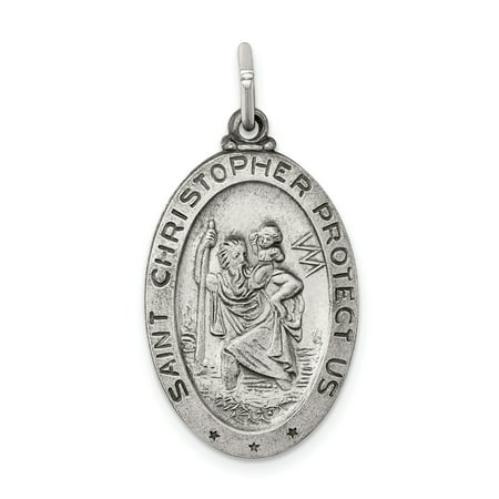 - 925 Sterling Silver Saintchristopher Medal Pendant Charm Necklace Religious Patron Saint St Christopher Gifts For Women For Her