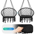 thumbnail image 3 of Macrame Hanging Swing Chairs，Hanging Cotton Rope Hammock Swing Chair for Indoor/Outdoor Home Patio Deck Yard Garden Reading Leisure, 3 of 7
