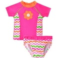 thumbnail image 1 of Hiiyo Girl's 2-Piece Swimsuit Quick Drying Short Sleeve Rash Guard Shorts Bathing Suit, 1 of 3