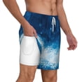 thumbnail image 3 of Picia Blue Glitter Sparkles pattern Mens Swim Trunks with Compression Liner Stretch Beach Shorts Quick Dry with Zipper Pockets No-Chafing Board Shorts-Small, 3 of 9