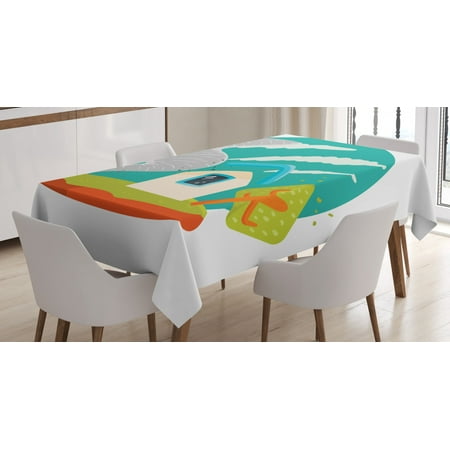 

Tornado Tablecloth Cute House Caught in Whirlwinds Thunderstorm Catastrophe Disaster Cartoon Design Rectangular Table Cover for Dining Room Kitchen 52 X 70 Inches Multicolor by Ambesonne