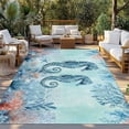 thumbnail image 2 of Coastal Seahorse Blue Outdoor Rug 4x6 Ft - Reversible Patio Rug Outdoor Camping Rugs, Summer Beach Nautical Coral Starfish Indoor Outdoor Area Rugs, Non-Slip Outdoor Carpet Runner for Deck/Porch, 2 of 8