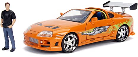 Fast & Furious 7 Brian's Toyota Supra Die-cast Car 1:24 Jada Toys 7.5inch Orange 