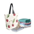 thumbnail image 2 of FORMRS Womens Canvas Tote Bag with Zipper Inner Pocket Shoulder Handbag, Beige Cherry, 2 of 7