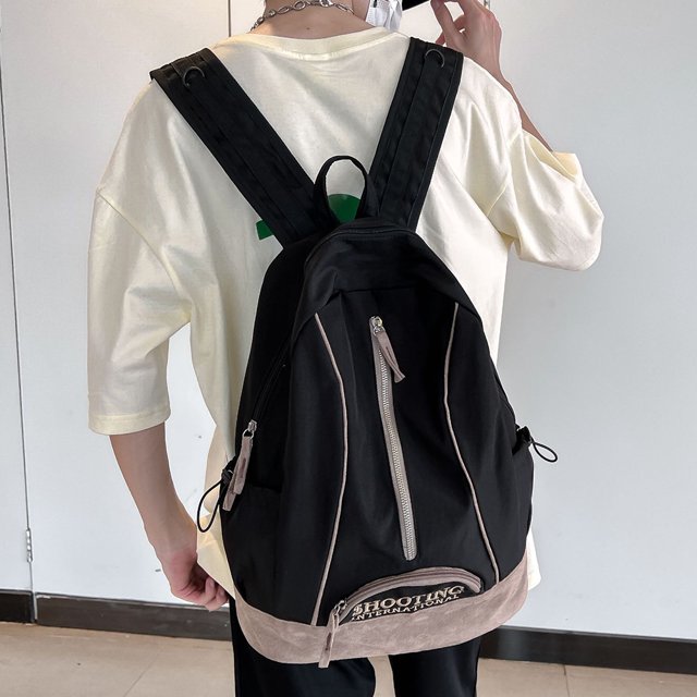 Mochila de moda de gran capacidad, versátil mochila de nailon para estudiantes (negro) DQrwqpou Para Estrenar