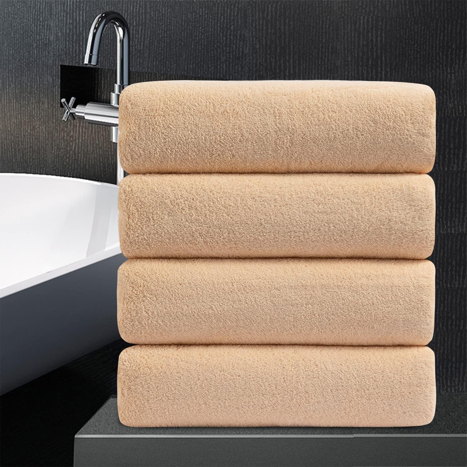 Jessy Home 4 Piece Oversized Bath Sheet Champagne Towels 700 GSM Ultra