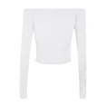 thumbnail image 3 of Womens Off the Shoulder Tops Long Sleeve Basic Y2K Fall Solid Tees Going Out Cute Slim Fit Casual Blouses, 3 of 3