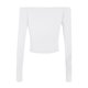 thumbnail image 3 of MHFRRA Camiseta Básica Elástica de Manga Larga con Hombros descubiertos y Cuello Redondo para Uso Informal y Diario. Blanco, 3 of 3