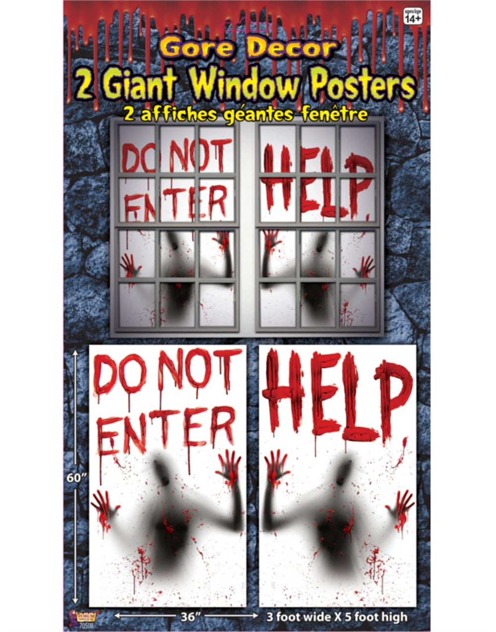 Angshop 2 Piece Halloween Giant Bloody Window Posters Party Decoration for Haunt 