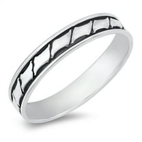 Chunky Bamboo Segment Ring .925 Sterling Silver Band Jewelry Female Male Unisex Size 5