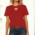 thumbnail image 6 of 3/4 Sleeve Valentine's Heart Shape Cut out Shirts for Women Outfits Vacation Day Tops Tee, 6 of 9