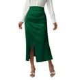 thumbnail image 2 of Mawalde Skirt for Women High Waist Silk Satin Skirts Zipper Fishtail Hip Skirt Green XL, 2 of 7