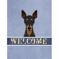 thumbnail image 1 of Carolines Treasures BB1426GF Min Pin Welcome Flag Garden Size, 1 of 3