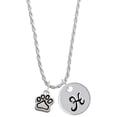 thumbnail image 1 of Delight Jewelry Silvertone Small Paw Silvertone Script Initial Disc - H - Charm Necklace, 20"+3", 1 of 4