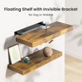 thumbnail image 4 of Floating Wall Shelves Set of 3 with Invisible Brackets, Rustic Brown Decor Shelves for Bathroom, Living Room, Bedroom, Kitchen Storage and Display, 4 of 14