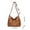 🔥 Brown_Base#2470, variant on Soft Washed Faux Leather Shoulder Bag | Multi-Zip Large Capacity Handbag | Lightweight Spacious Crossbody Purse | Adjustable Wide Strap | 25x20x11cm | Black Brown White