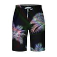 thumbnail image 3 of EchfiProm Mens Elastic Waist Shorts With Pockets Summer Vacation Shorts Hawaiian&nbsp;Shorts Beach Shorts Black, 3 of 4