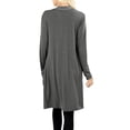 thumbnail image 3 of Womens Open Front Draped Slouchy Pocket Long Cardigan, 3 of 3
