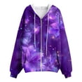 thumbnail image 3 of felwors Zip Up Hoodie Women Butterfly Graphic Hoodies Long Sleeve Oversized Y2K Sweatshirts Cute jackets Plus Size for Girls Dark Purple, L, 3 of 4