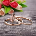 thumbnail image 2 of Imaginative Bridal Set Cushion Cut 1.75 Carat Morganite Wedding Set Engagement Ring 10k Rose Gold Retro Vintage Floral Marquise Matching Band, 2 of 6