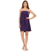 TowelSelections Women's Wrap Adjustable Cotton Terry Spa Shower Bath Gym Cover Up Small Purple