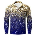 thumbnail image 4 of Telankuip Mens Sparkling Sequins Print Dress Shirt Mardi Gras Long Sleeve Button down Plus Size Casual Top Shirt Luxury Disco Party Nightclub Carnival Holiday Prom Fashion Outfits 3-Blue XL, 4 of 4