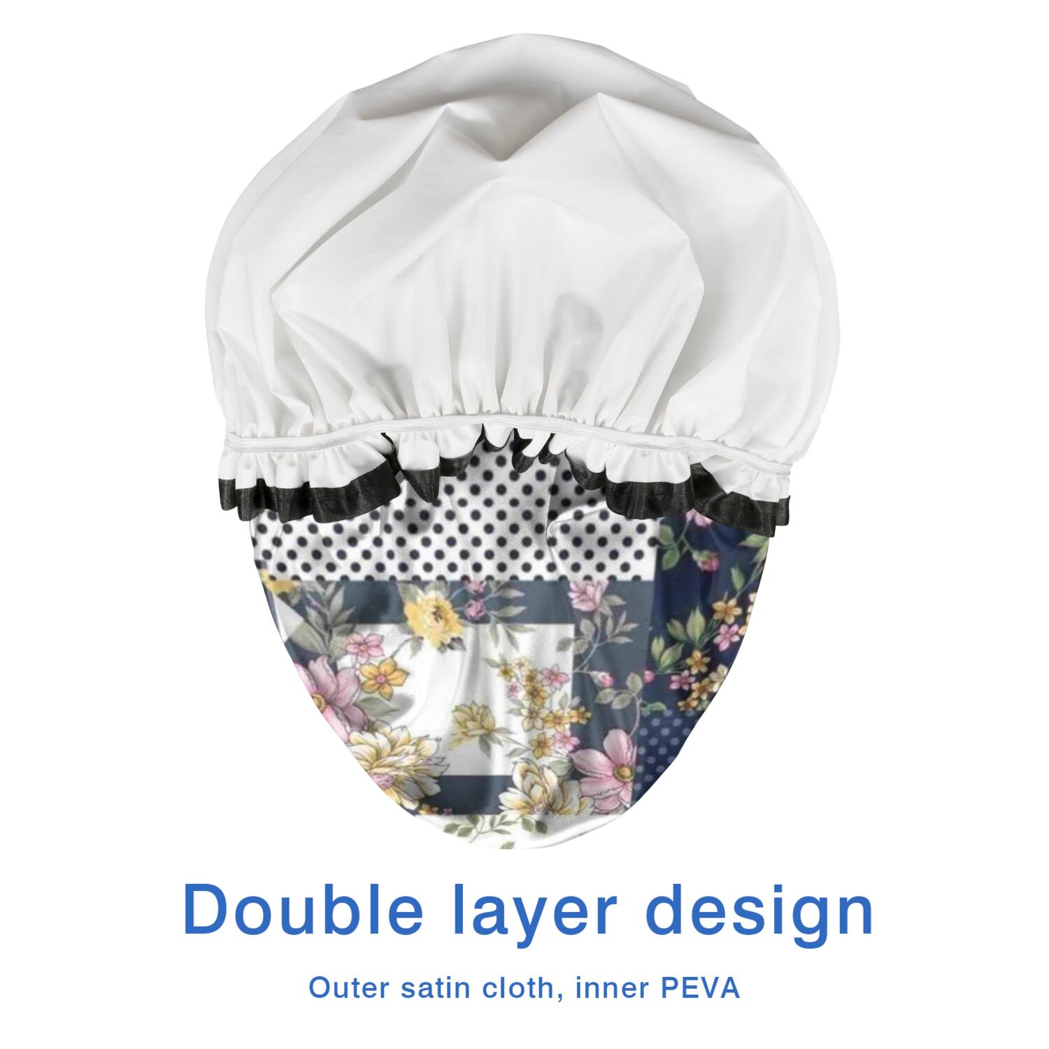 Shower Caps,Pioneer Flower Floral Print Pattern Waterproof Shower Cap for Women 4 Pieces,Double Reusable Hair Cover for Shower PEVA Elastic Stretch Hem