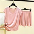 thumbnail image 2 of ZyeKqe Pajama Sets for Women 2 Piece Thin Loungewear Outfits Cap Sleeve T-Shirts Ruffle Shorts Sleepwear, 2 of 9