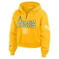thumbnail image 2 of Women's WEAR by Erin Andrews Gold Oakland Athletics  Patch Quarter-Zip Hoodie, 2 of 4