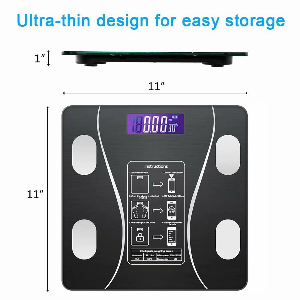 Body Fat Scale, Weight Bathroom Smart Digital Bt Scale With Smartphone App, Body  Composition Monitor For Body Fat, Bmi, Bone Mass, Weight, Black - Temu