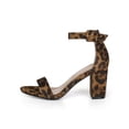 thumbnail image 5 of BLISSFUL STEP Women's Shoes Flower Print Open Toe Block High Heels Summer Sandals Brown-Leopard 8, 5 of 8