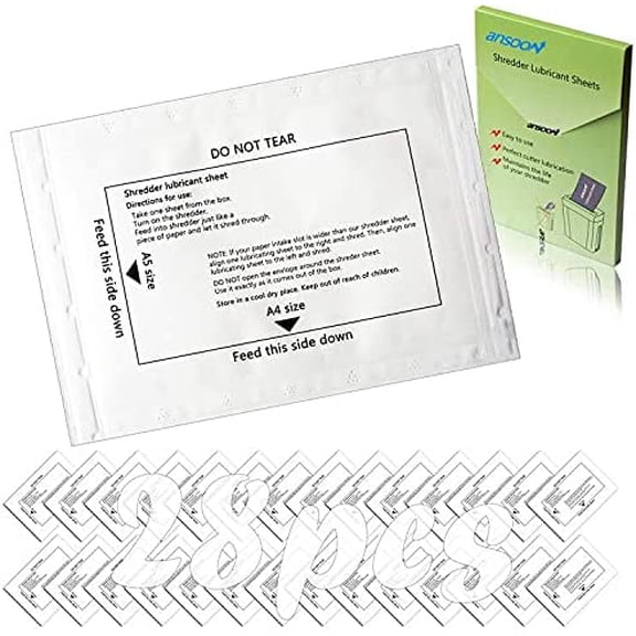 Paper Shredder Lubricant Lubricating Sheets, Paper Shredder Oil Sharpening & Cleaning Sheet for Cross-Cut and Micro-Cut Paper Shredders (28-Pack)