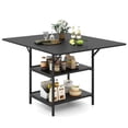 thumbnail image 1 of Costway Dining Table for 4-6People,47”Rectangular Kitchen Table with 2-tier Storage Shelves Black, 1 of 10