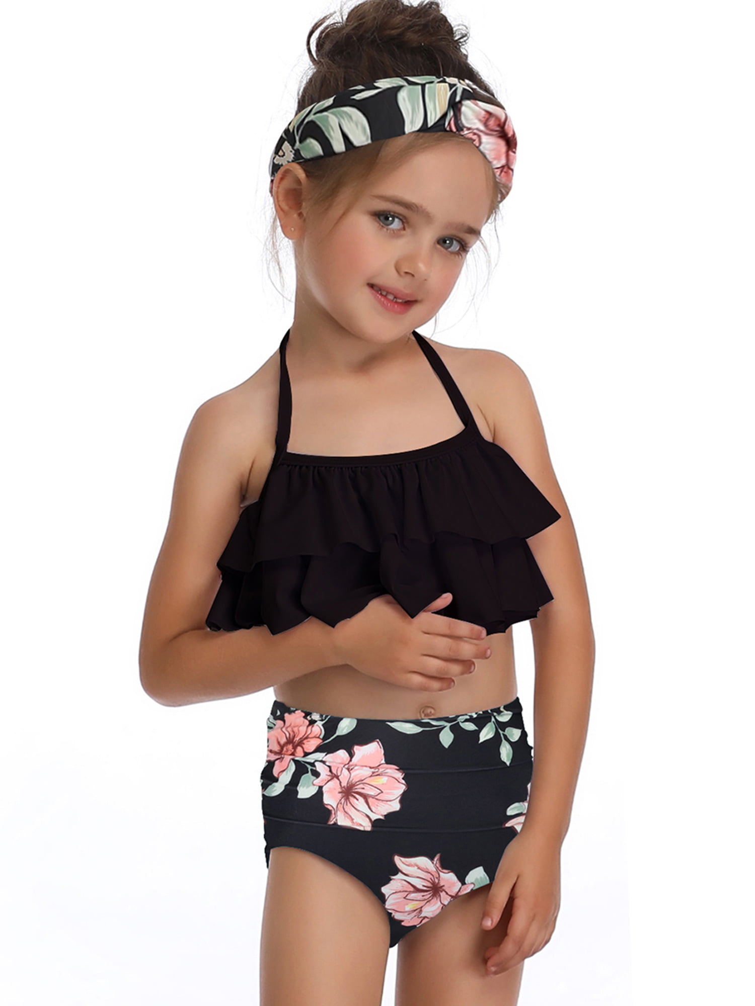 TenMet 2Pcs Baby Girls Mommy and Me Matching Family Swimsuit Ruffle Women Swimwear Kids Bikini Bathing Suit Beachwear Sets